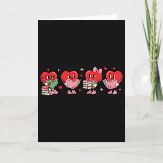 Heart Reading Books Valentine Teacher Library Book Karte (Vorderseite)
