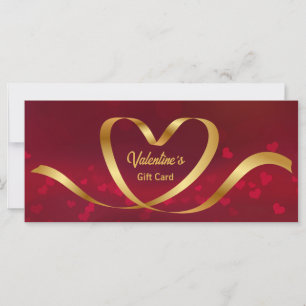 Heart Ribbon Gold Red Valentine's Day Geschenkkart
