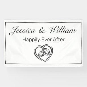 Heart Rings Wedding Modern Minimalistisch White Bl Banner