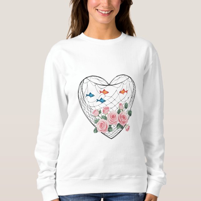 Heart Roses Fishing Sweatshirt (Vorderseite)
