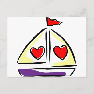 Heart Sailboat Postkarte
