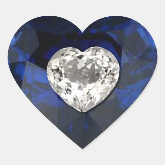Heart Sapphire Diamond Print Sticker (Vorderseite)