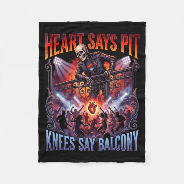 Heart Says T Knees Say Balcony Funny Old Skeleton  Fleecedecke (Vorderseite)