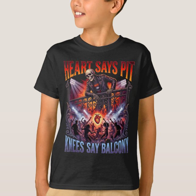 Heart Says T Knees Say Balcony Funny Old Skeleton  T-Shirt (Vorderseite)