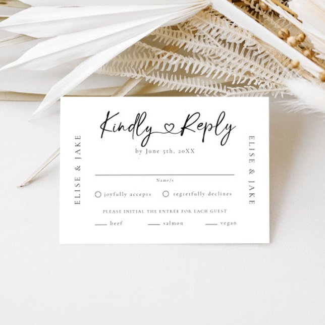 Heart Schriftart Wedding RSVP Karte (Von Creator hochgeladen)
