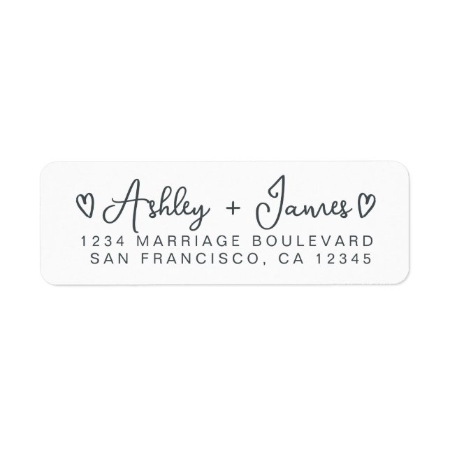 Heart Script Couple Return Address Label (Vorne)