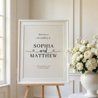 Heart Script Minimalist Wedding Welcome Sign Poster