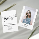 Heart Script Photo 30st Birthday Invitation Einladung<br><div class="desc">30th birthday invitation features modern script with heart.</div>