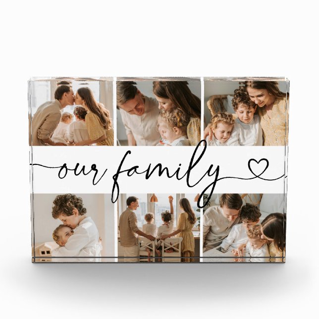Heart Script Typography Elegant Our Family Fotoblock (Vorderseite)