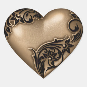 Heart Scroll Brown w Black Herz-Aufkleber