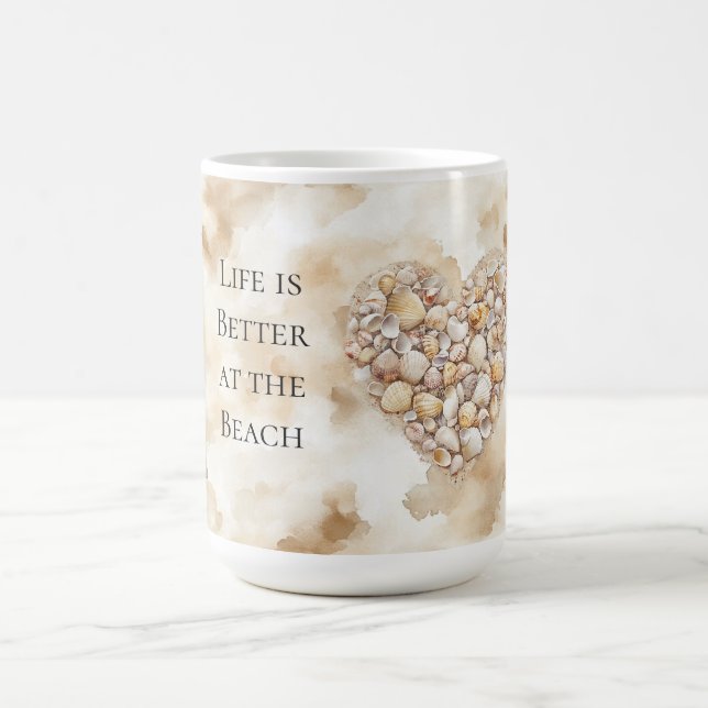 Heart Sea Shells Sand Kaffeetasse (Mittel)