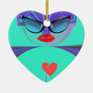 Heart Selfie Keramik Ornament
