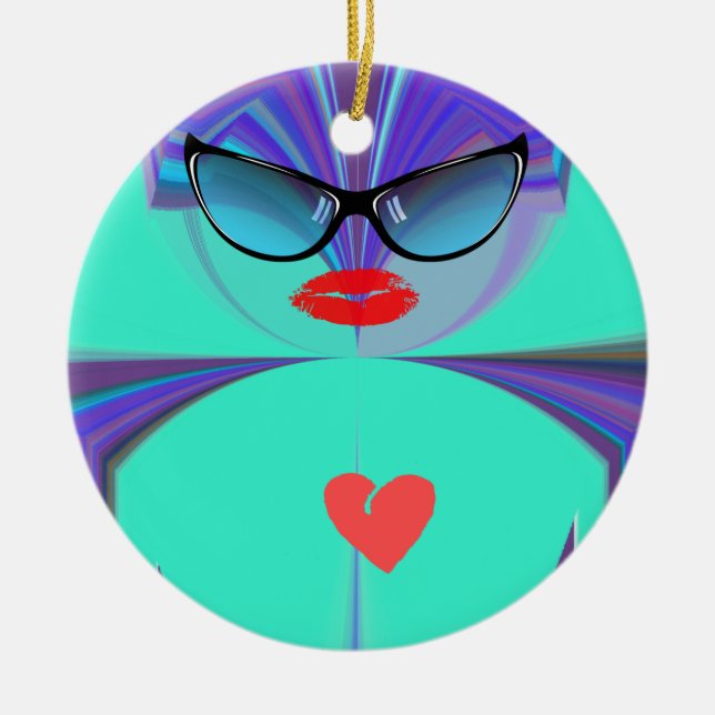 Heart Selfie Keramikornament (Vorne)