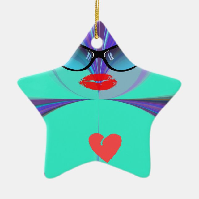 Heart Selfie Keramikornament (Vorne)