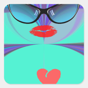 Heart Selfie Quadratischer Aufkleber