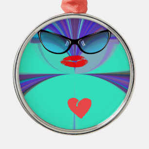Heart Selfie Silbernes Ornament