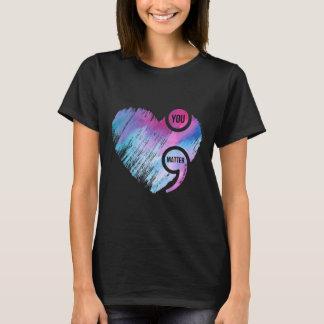 Heart Semicolon Project Suicide Prevention Awarene T-Shirt