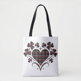 Heart Shamrock Plaid Black Classic Clover Tasche