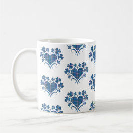 Heart Shamrock Plaid Blue Classic Clover Kaffeetasse