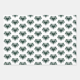Heart Shamrock Plaid Blue Green Tartan Clover Geschenkpapier Set