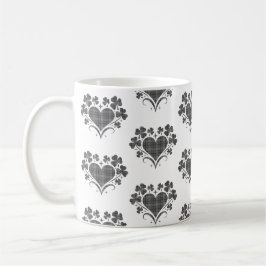 Heart Shamrock Plaid Gray Tartan Clover Kaffeetasse