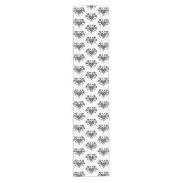 Heart Shamrock Plaid Gray Tartan Clover Kurzer Tischläufer