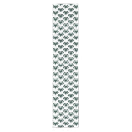 Heart Shamrock Plaid Green Blue Tartan Clover Kurzer Tischläufer