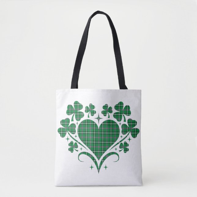 Heart Shamrock Plaid Green Classic Clover Tasche (Vorderseite)
