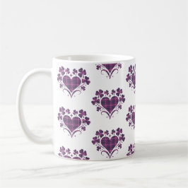 Heart Shamrock Plaid Purple Teal Tartan Clover Kaffeetasse