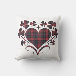 Heart Shamrock Plaid Red Blue Tartan Clover Kissen