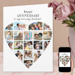 Heart Shape 18 Foto Collage Wedding Jubiläum Karte<br><div class="desc">Glückliche Fotokarte zum Jubiläum für Ihren Mann oder Ihre Ehefrau. Die Vorlage ist Set für Sie, 18 Ihrer Lieblings-Fotos hinzuzufügen sowie die Formulierung auf der Vorderseite, die benutzerdefinierte Nachricht innerhalb und das Jahr auf der Rückseite zu personalisieren. Ihre Bilder werden in einer Mischung aus Porträtlandschaft und quadratischen Formaten dargestellt. Ein...</div>