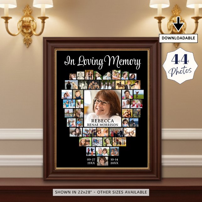 Heart Shape 44 Photos Funeral Memorial Poster (Von Creator hochgeladen)