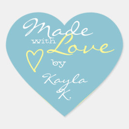 Heart Shape Frame Pael Sky Blue Made mit Liebe Herz-Aufkleber