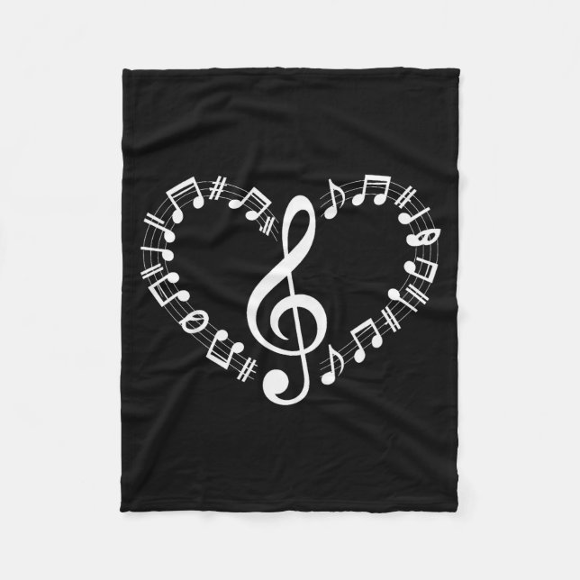 Heart Shape Musical Notes Music Lovers Happy Valen Fleecedecke (Vorderseite)