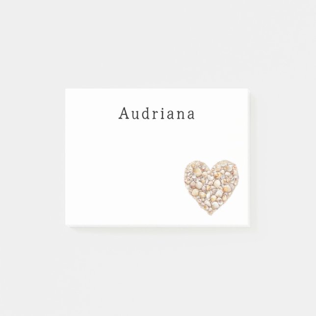 Heart Shape Sea Shells Ocean Beach Personalized  Post-it Klebezettel (Vorderseite)