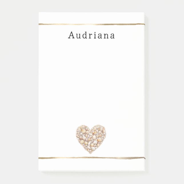 Heart Shape Sea Shells Ocean Beach Personalized  Post-it Klebezettel (Vorderseite)