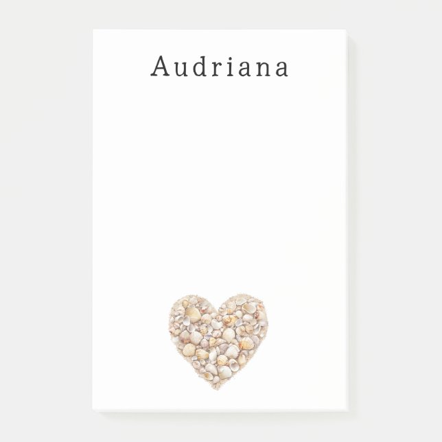 Heart Shape Sea Shells Ocean Beach Personalized  Post-it Klebezettel (Vorderseite)