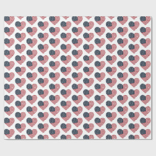 Heart Shaped American Flag Wrapping Paper Geschenkpapier