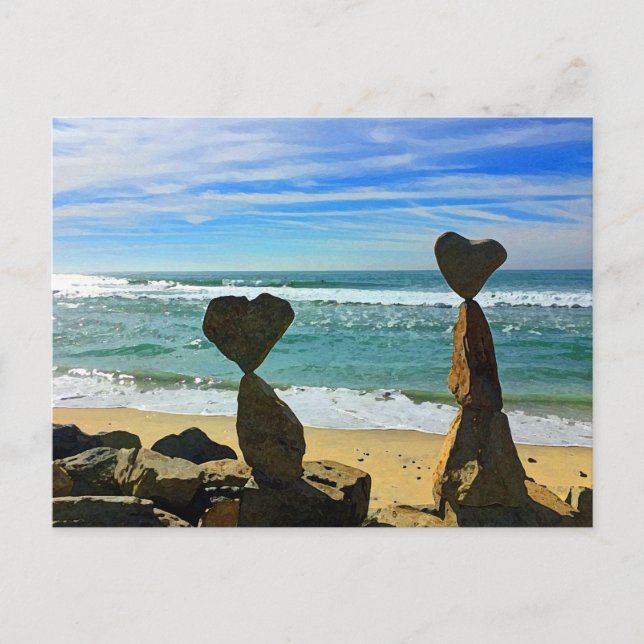 Heart Shaped Beach Rocks Ankündigungspostkarte (Vorderseite)