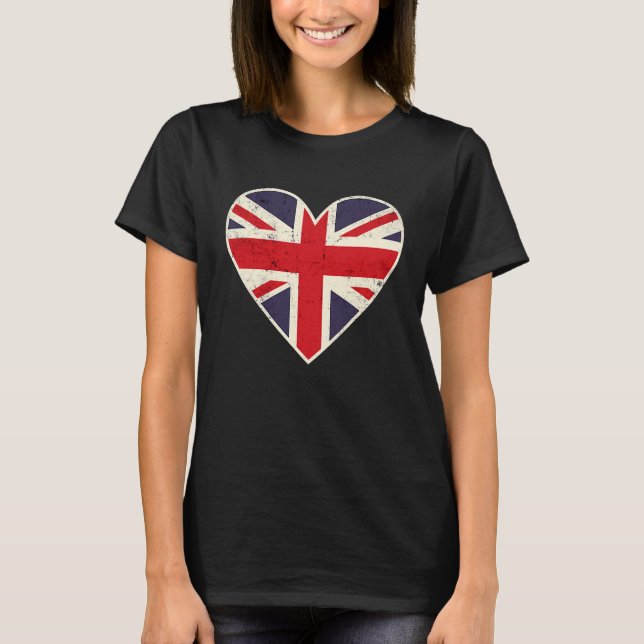 Heart Shaped British Union Jack Flag T-Shirt (Vorderseite)