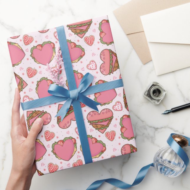 Heart Shaped Burger Retro Valentine Geschenkpapier (Schenken)