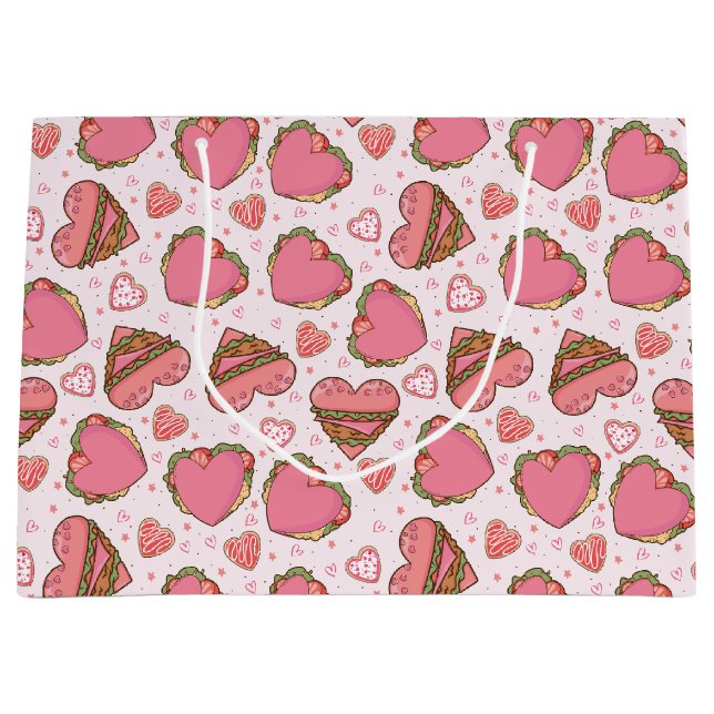 Heart Shaped Burger Retro Valentine Große Geschenktüte (Vorderseite)