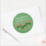 Heart Shaped Christmas Candy Cane Stickers<br><div class="desc">Personalisierte Candy Cane und Holly Weihnachtsgeschenke Stickers.</div>