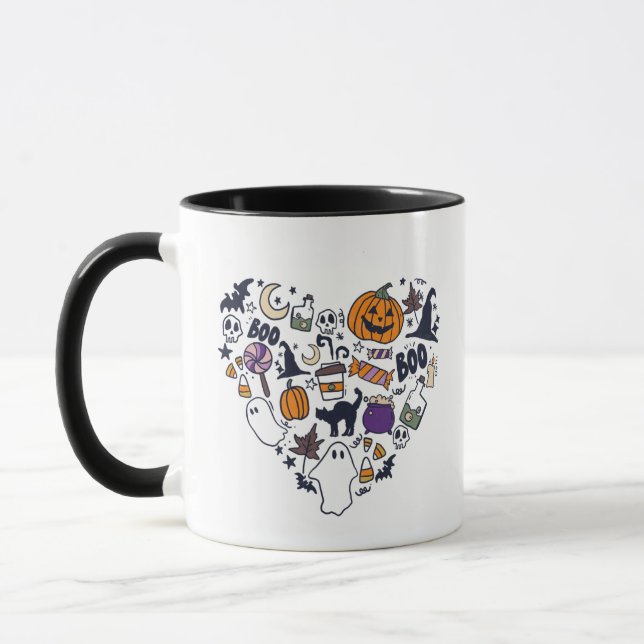 Heart Shaped Collection Hexen Pumpkins Halloween Tasse (Links)