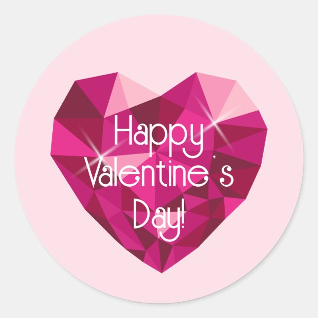 Heart Shaped Diamond Valentine's Day Runder Aufkleber (Vorderseite)