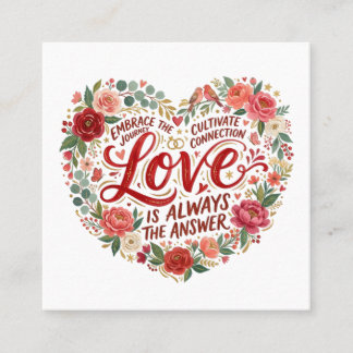 Heart-Shaped Floral Typography Quadratische Visitenkarte