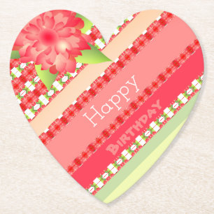 Heart Shaped Happy Birthday Paper Untersetzer