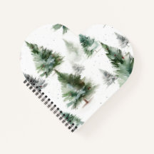 Heart Shaped Holiday Notebook - Fir Tree Edition