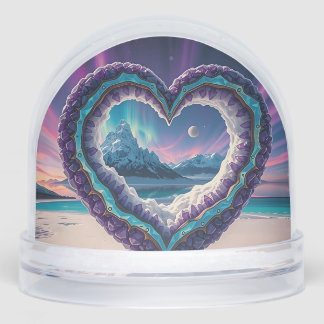 Heart-Shaped Ice Sculpture with Aurora