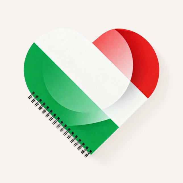 Heart-Shaped Italian Flag Notebook Notizbuch (Vorderseite)